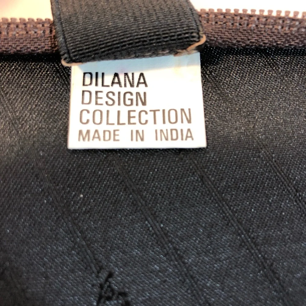 DiLANA Dark Brown Leather Zip Up Neck Tie Travel Case